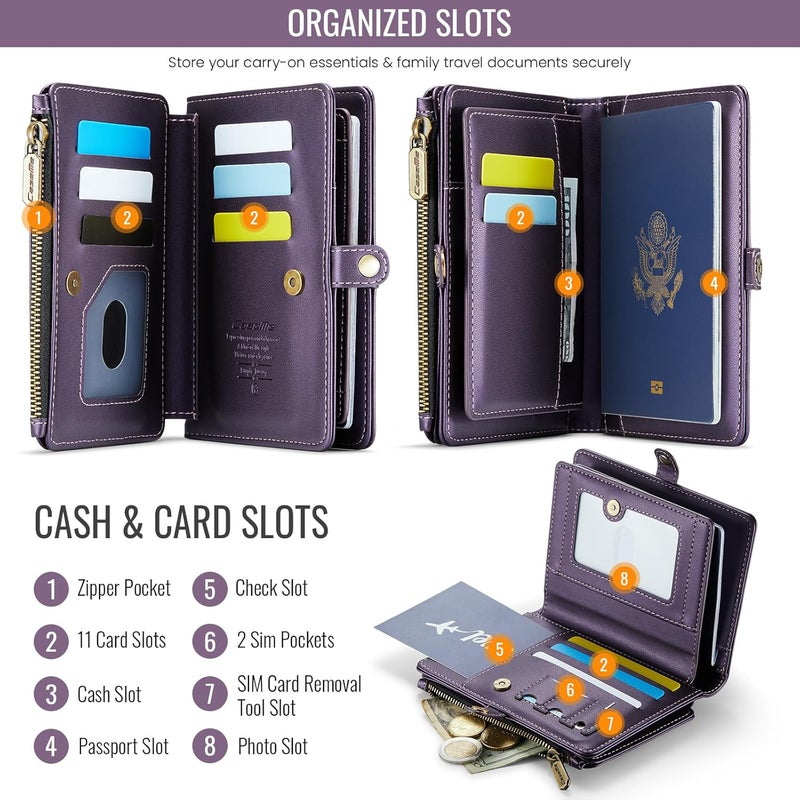 ASAPDOS Passport Holder Wallet Case Wallet for Men Women Purple - Image 2